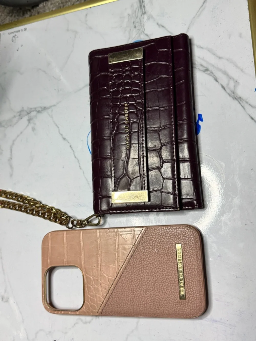 Blush Pink Croc-Texture Phone Case with Card Slot